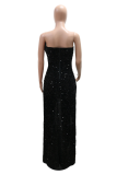 Sequined Evening Dress Sexy Strapless Irregular Train Dress