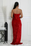 Sequined Evening Dress Sexy Strapless Irregular Train Dress