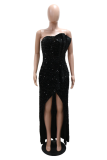 Sequined Evening Dress Sexy Strapless Irregular Train Dress