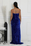 Sequined Evening Dress Sexy Strapless Irregular Train Dress