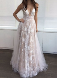 2025 Sexy Lace Deep V Sleeveless Evening Dress