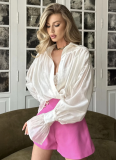 2025 Fashion French Satin Lantern Sleeve Lightweight Shirt