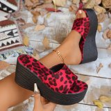 Summer New Leopard Print Lightweight Fashion Thick-Soled Wedge Slippers