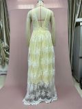 2025 Sexy Lace Deep V Sleeveless Evening Dress