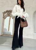 2025 Fashion French Satin Lantern Sleeve Lightweight Shirt