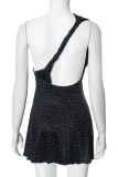 New Spring And Summer One-Shoulder Polka Dot Slim Sexy Hot Backless Dress