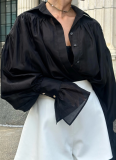 2025 Fashion French Satin Lantern Sleeve Lightweight Shirt