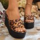 Summer New Leopard Print Lightweight Fashion Thick-Soled Wedge Slippers