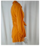 Casual Solid Color Ruffled Shorts Shirt Early Spring Lazy Style Suit