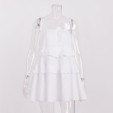 2025 Summer Suspender Backless Multi-layer Ruffle Cake Dress