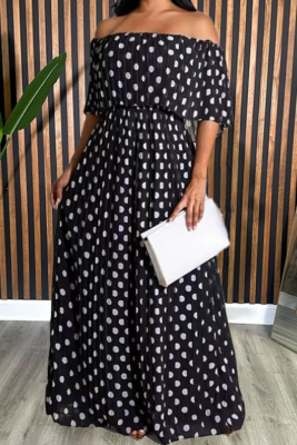 Summer New Polka Dot Print Fashion Casual Long Plus Size Women'S Dress