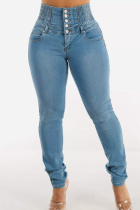 New Stretch Jeans Women's Button Pencil Slim High Waist Hip Lifting Trousers