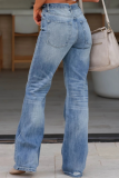Loose And Versatile High Waist Straight Leg Ripped Jeans
