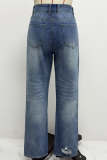 Loose And Versatile High Waist Straight Leg Ripped Jeans