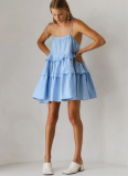 2025 Summer Suspender Backless Multi-layer Ruffle Cake Dress