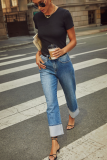 Spring New Stretch Straight Jeans Retro High Waist Trousers