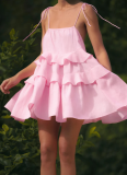 2025 Summer Suspender Backless Multi-layer Ruffle Cake Dress