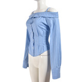 Stylish Long Sleeve Top Off Shoulder Statement Shirt