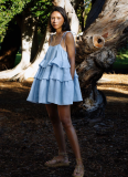 2025 Summer Suspender Backless Multi-layer Ruffle Cake Dress