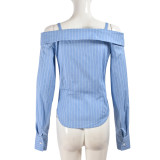 Stylish Long Sleeve Top Off Shoulder Statement Shirt