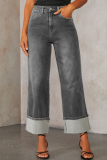 Spring New Stretch Straight Jeans Retro High Waist Trousers