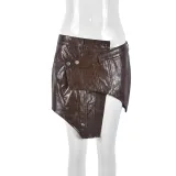 2025 Fashionable Personalized PU Leather Skirt