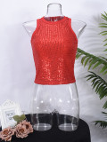 Sexy Beaded Leopard Print Midriff-baring Tank Top