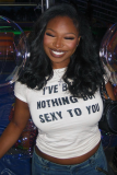 Letter Printed Summer Fashion Street Hottie Navel T-Shirt