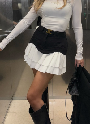 2025 Ruffled High-waisted Cake Skirt (belt not included)