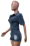 New Denim Washed Elastic 3D Pocket Jumpsuit