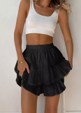 Solid Color High Waist Lace Design Sexy Cake Skirt