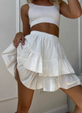 Solid Color High Waist Lace Design Sexy Cake Skirt