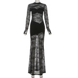 Sexy Hollow See-through Long Slim Fit Hip-hugging Dress