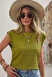 Summer New Fashion Casual Solid Color Pleated Round Neck Short-Sleeved T-Shirt