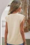 Summer New Fashion Casual Solid Color Pleated Round Neck Short-Sleeved T-Shirt