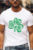 St. Patrick's Day - Lucky Green Shamrock Print T-Shirt, Casual Men's Short Sleeve Top