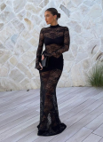 Sexy Hollow See-through Long Slim Fit Hip-hugging Dress