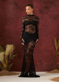 Sexy Hollow See-through Long Slim Fit Hip-hugging Dress