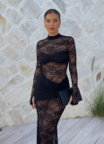 Sexy Hollow See-through Long Slim Fit Hip-hugging Dress