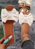 Fashion New Flat Rhinestone Bow Slippers