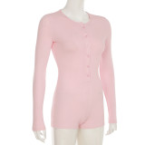 Fashionable Breasted Bottoming Hot Girl Long-sleeved Jumpsuit