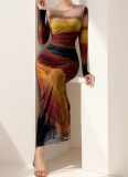 2025 Sexy Slim Waist Long Sleeve Dress