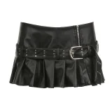 Sexy Personalized Rivet Punk Hottie PU Leather Skirt