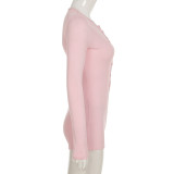 Fashionable Breasted Bottoming Hot Girl Long-sleeved Jumpsuit