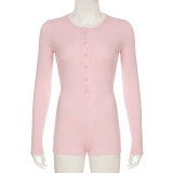 Fashionable Breasted Bottoming Hot Girl Long-sleeved Jumpsuit