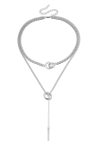 Cool Double Circle Clavicle Chain Tassel Long Stick Pendant Necklace
