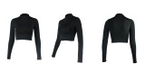 Sexy Navel-baring Long-sleeved Slim-fitting Top