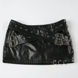 Sexy Personalized Rivet Punk Hottie PU Leather Skirt