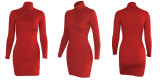 Fashionable Round Neck Long Sleeve Slim Fit Hip-hugging Dress