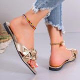 2025 Summer New Pointed Toe Solid Color One-Strap Fashion Women's Large Size Thick Sole Sandals